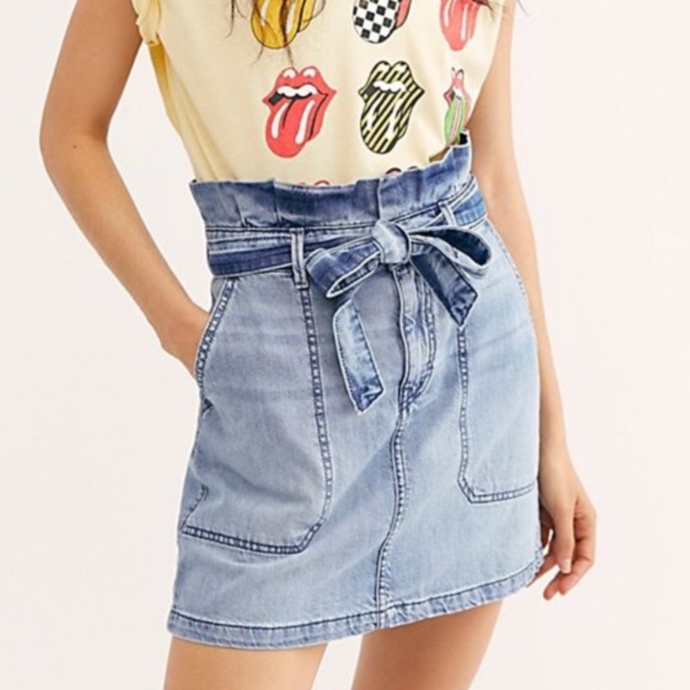 NWT Free People Splendor In the Grass Denim Skirt
